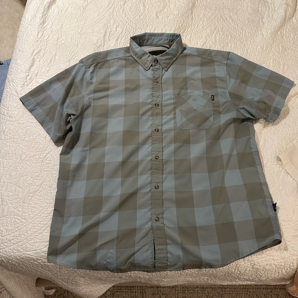 Howler Brothers Gray and Blue Plaid Airwave shirt